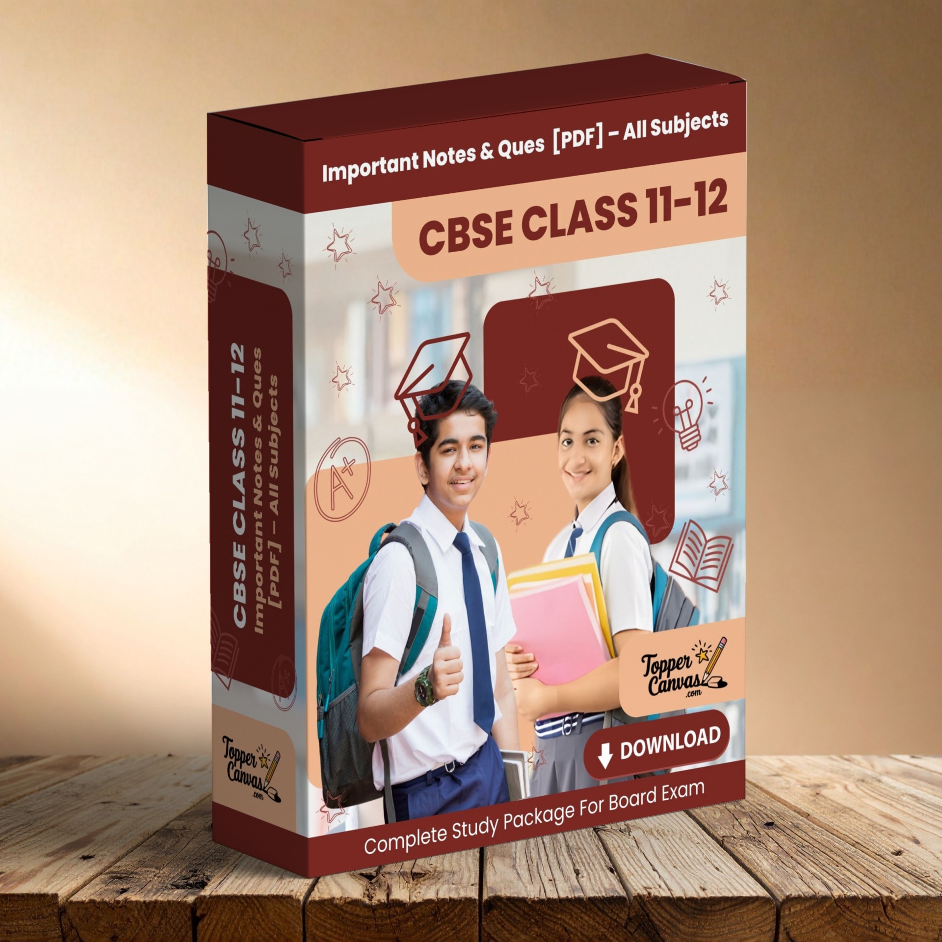 Topper Canvas CBSE Class 6-12 Cover Mockup Background CBSE Class 11-12 notes PDF